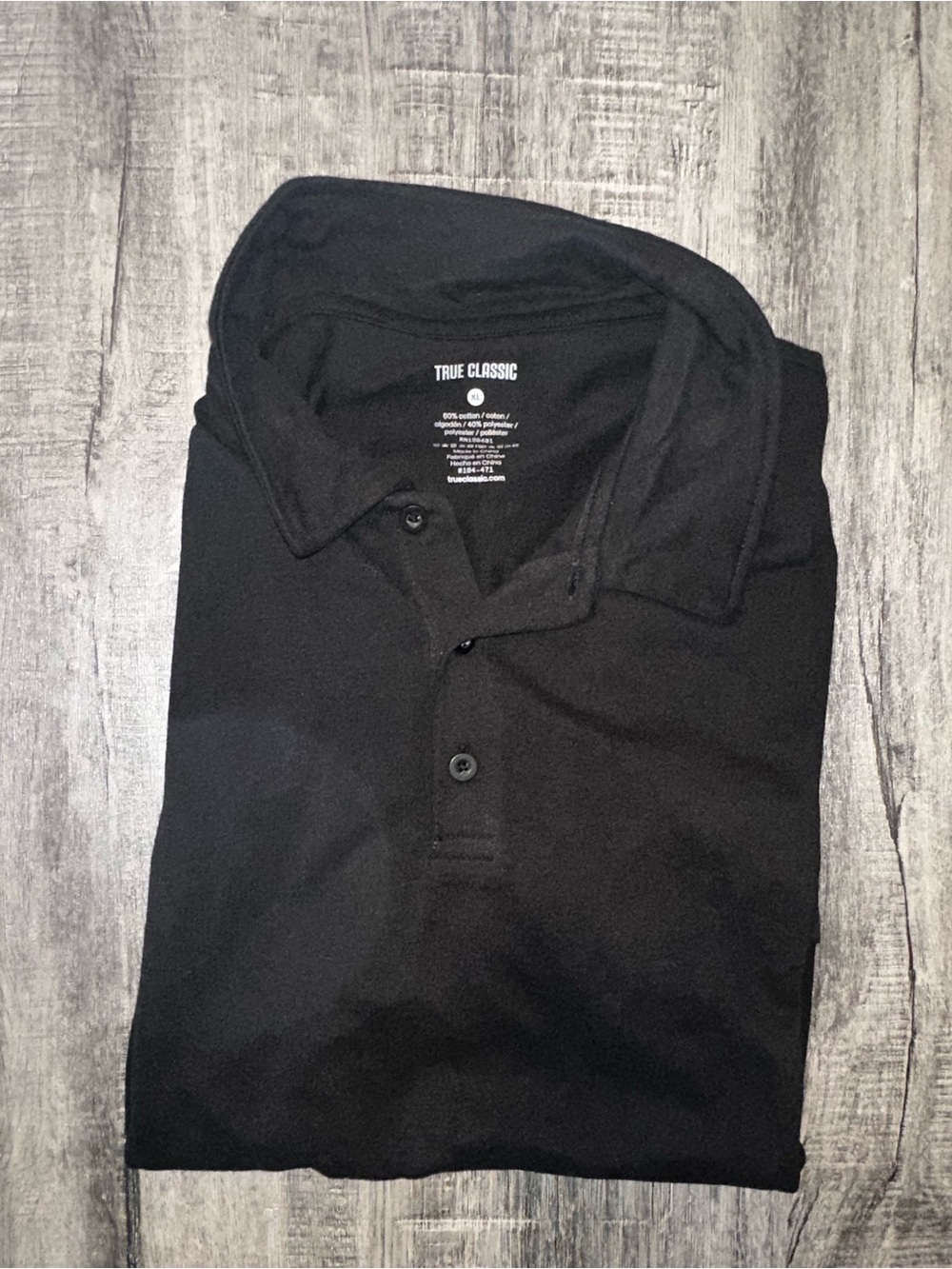 New True Classic Men's Black Polo Shirt Extra Soft Buttons Collar Size XL